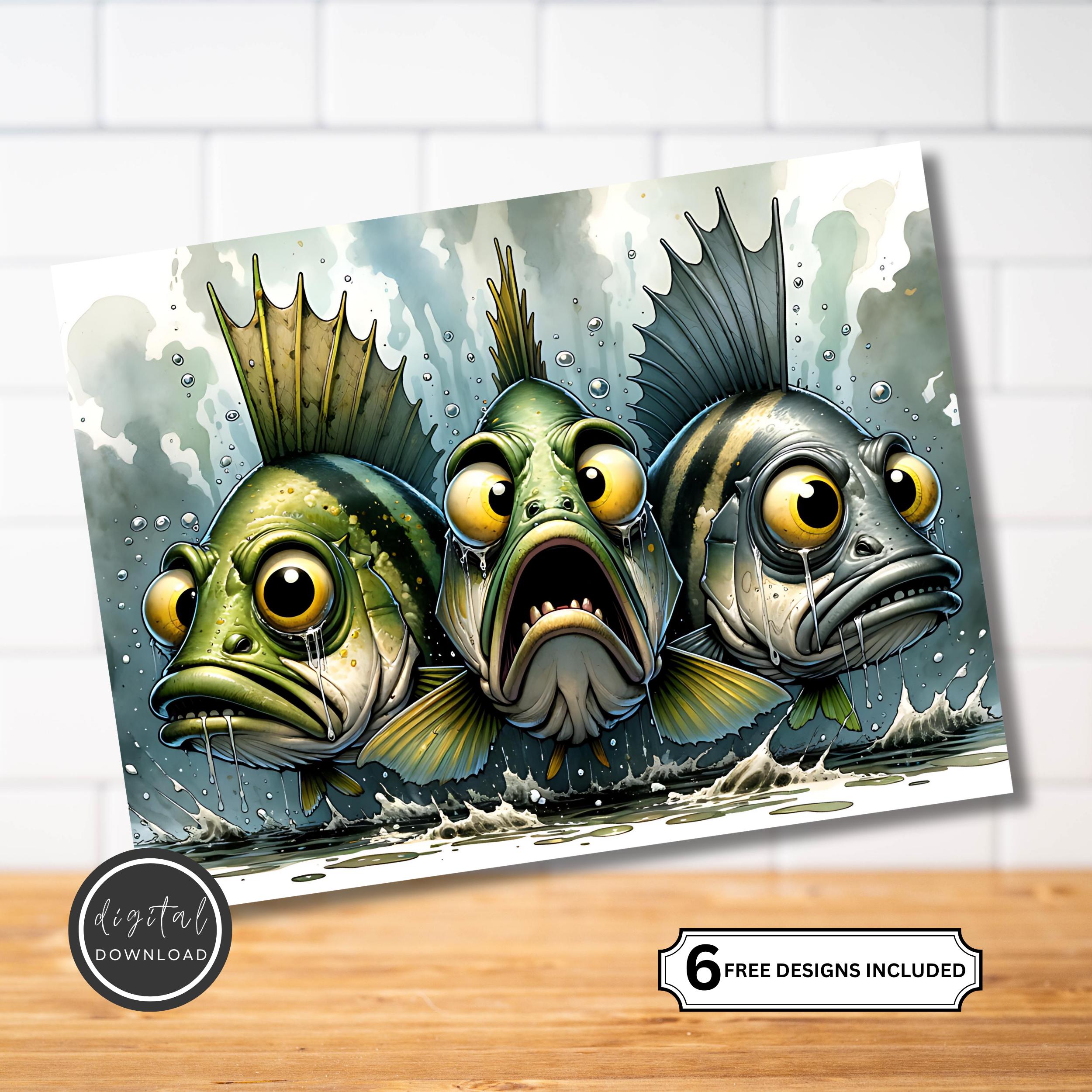 Scared Fish Sublimation PNG for Glass Cutting Boards - Etsy