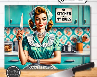 Glass Chopping  Board Design (Digital Download) - Vintage Housewife Kitchen PNG