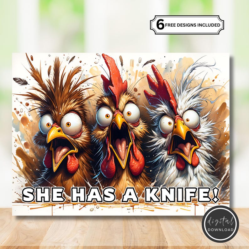 Funny Chicken Cutting Board Design, Three Chickens Kitchen Graphic ...