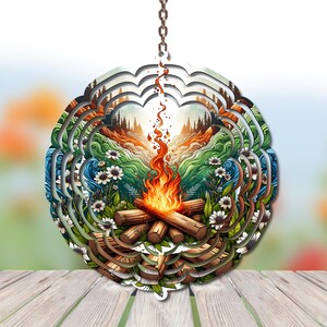 Campfire Wind Spinner Design for Sublimation Camping Wind Spinner PNG Design - Digital Download - Campground Sign PNG Commercial Use Graphic