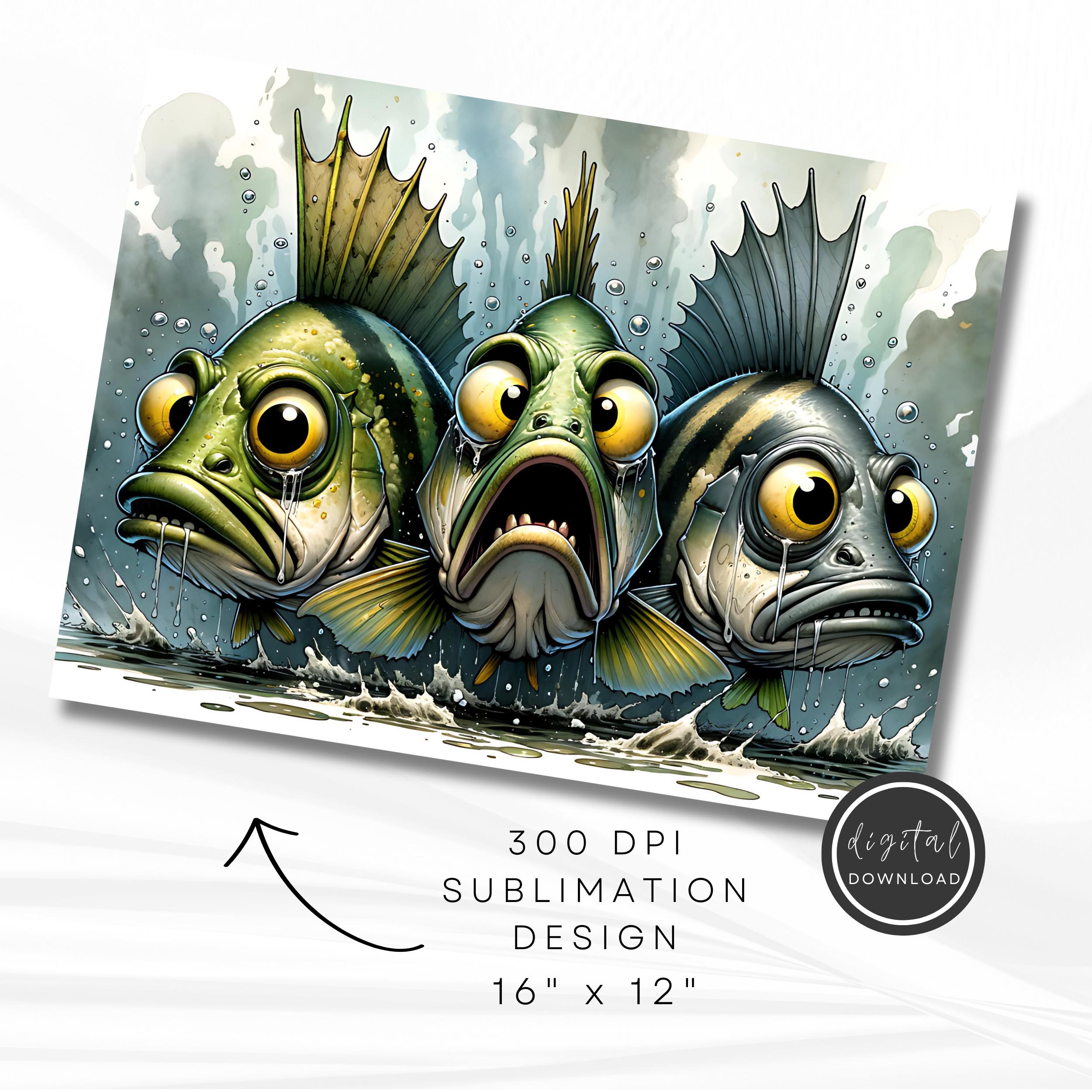 Scared Fish Sublimation PNG for Glass Cutting Boards - Etsy