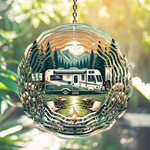 RV Camper Wind Spinner Design for Sublimation Camping Wind Spinner PNG Design - Digital Download Campground Sign PNG Commercial Use Graphic