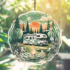 RV Camper Wind Spinner Design for Sublimation Camping Wind Spinner PNG Design - Digital Download Campground Sign PNG Commercial Use Graphic