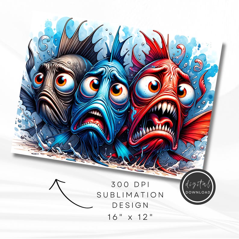 Scared Fish Template Funny Scared Fish PNG – Comic Angler Clipart (digital Download) - Etsy