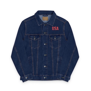 Embroidered Denim Jacket: Proud Veteran - USA Patriotic Tribute