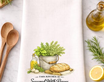 Pano de prato para cozinha, decoração cristã estilo fazenda, pano de prato rústico de microfibra com ervas, presente de boas-vindas com temática religiosa