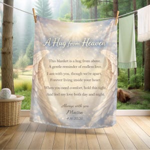 Personalized Sympathy Blanket Gift, A Hug from Heaven Blanket, Memorial Gift for Loss of Loved One, Bereavement Gift, Comfort Blanket