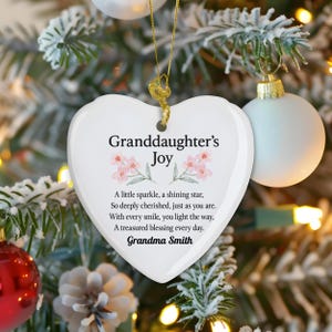 Personalized Granddaughter&#39;s Joy Ornament, Sentimental Keepsake Gift for Granddaughter, Christmas or Birthday, Custom Granddaughter Gift