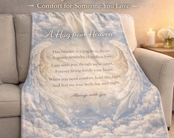 Sympathy Blanket Gift, A Hug from Heaven Blanket, Memorial Gift for Loss of Loved One, Bereavement Gift, Comfort Blanket, Grief Gift