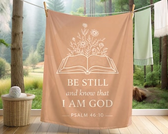 Manta "Quédate quieto y conoce que yo soy Dios", Salmo 46:10, manta de terciopelo, manta con versículo bíblico cristiano, decoración del hogar con fe, manta de felpa de 50 x 60 pulgadas