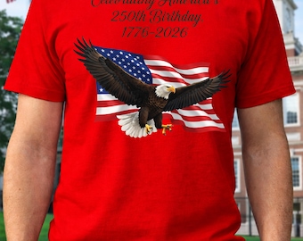 アメリカ建国250周年記念愛国シャツ、アメリカ建国250周年記念Tシャツ、1776-2026愛国イーグルTシャツ、USA Tシャツ