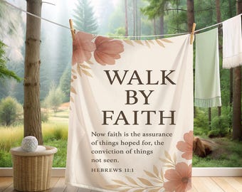 Walk By Faith Christian Blanket, Scripture Throw, Faith Bible Verse Blanket, Inspirational Gift for Women, Religious Home Decor, Inspiration