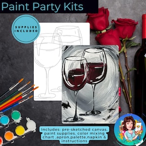 DIY Valentine&#39;s Day Paint Kit - Creative Date Night Activity - Fun for Couples - Paint and Sip -Perfect for Galentines & Valentines