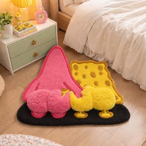 Handmade Yellow Cartoon Sponge Rug