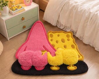 Handmade Yellow Cartoon Sponge Rug