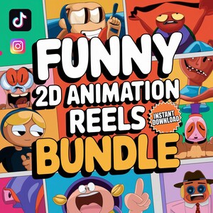 Pakiet 500+ zabawnych filmów animowanych 2D | Wirusowe filmy w mediach społecznościowych | Beztwarzowe filmy na TikTok, Instagram i Shorts, w tym PLR MRR