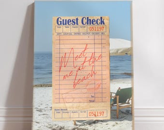 Guest Check Digital Print | Meet Me at the Beach | Coastal Wall Decor | Typography Wall Art