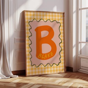 Arte de pared a cuadros con nombre personalizado imprimible / Impresión digital con nombre personalizado / Decoración para habitación infantil o infantil hecha a pedido / Elige tus colores