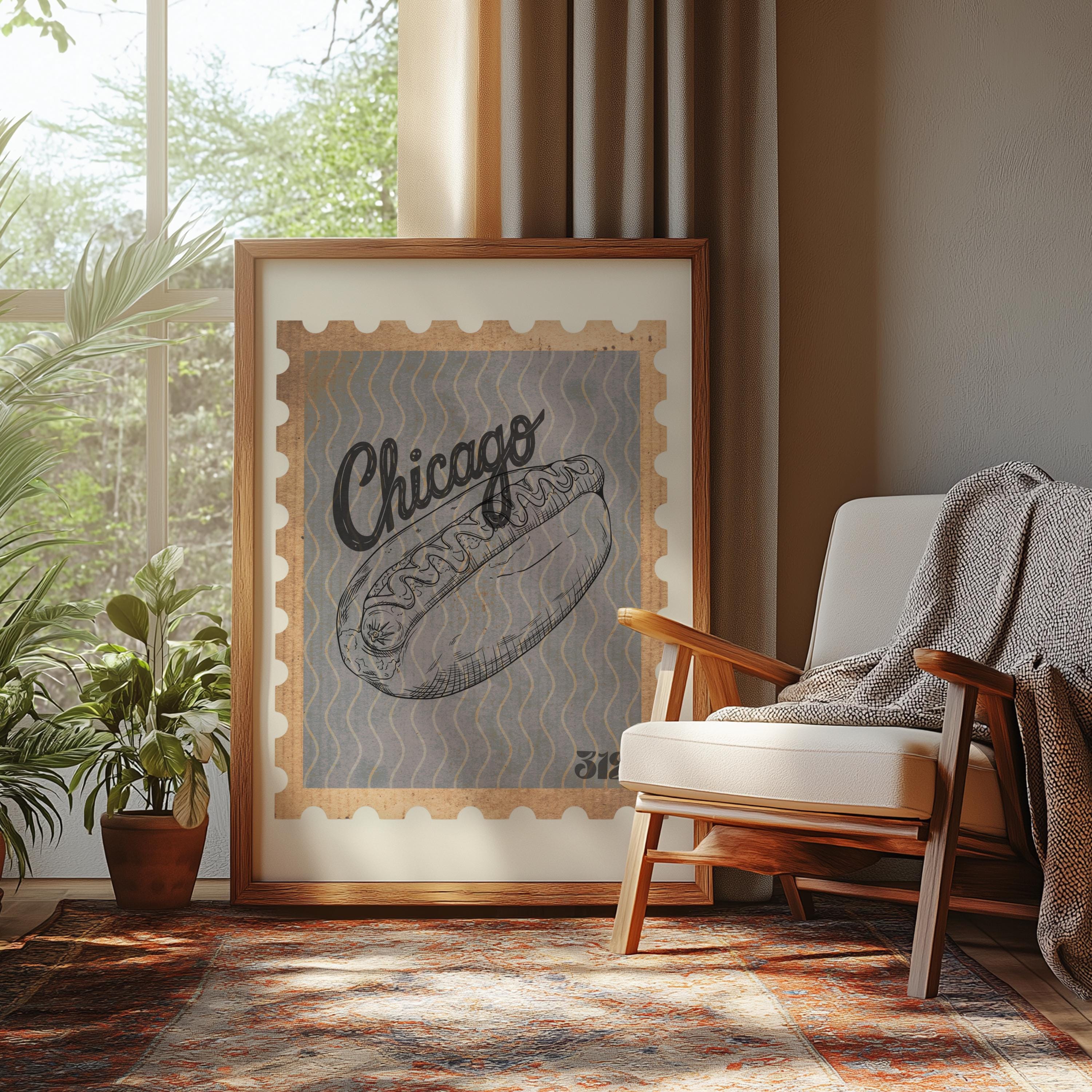 Chicago Hotdog Art Print: Contemporary Home Decor (digital