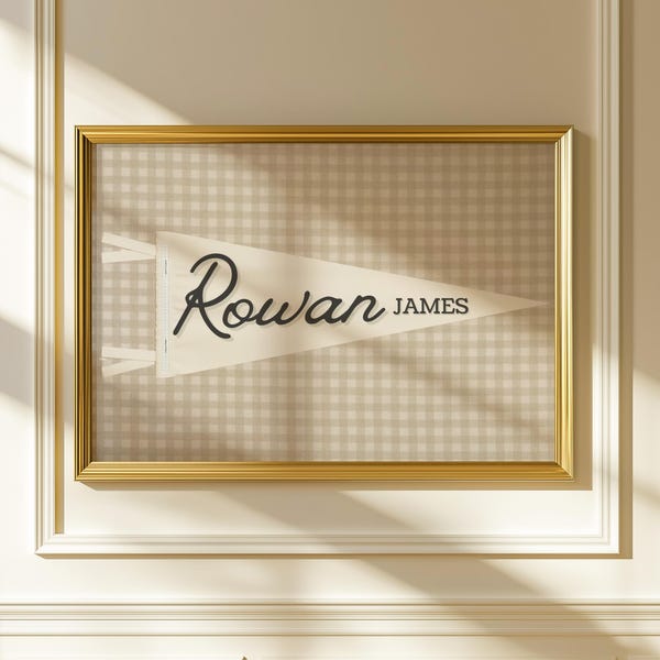 Personalized Nursery Pennant Name Print: Vintage Wall Art (Digital Download)