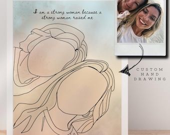 Custom Personalized Line Art | Mother&#39;s Day Gift | Anniversary Gift | Personalized Gift Portrait