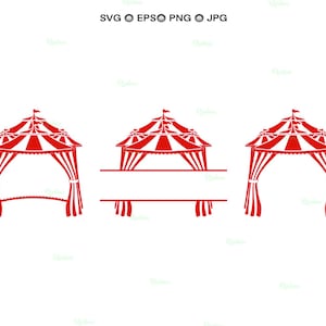 Circustent splitsen, circustentstandaard, circusframe SVG, circustent clipart, circusachtergrond, grote tent, carnavaltent, carnavalstand