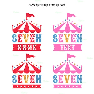Zirkus 7. Geburtstag SVG: Zelt & Zahlen, Karneval Shirt Design (Digitale Dateien)