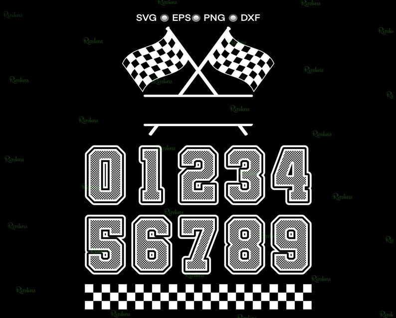 Racing Numbers Svg, Race Car Numbers, Sports Number, Checkered Flag ...