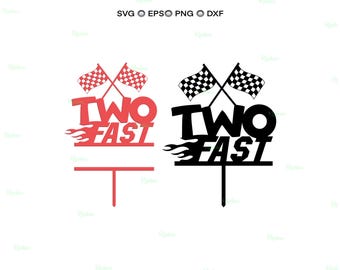 Dos adornos para pastel rápidos SVG, adornos de cumpleaños de autos de carreras, archivo de corte para vela de auto de carreras