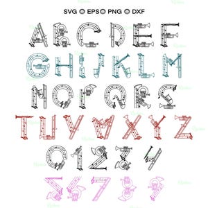 Muzieklettertype Svg, muziekinstrument Svg, muzieknoten Clipart, schoolmuziek Svg, gitaar Opmerking Svg, muziekalfabet Svg, muzieksymbolen, muziek Svg
