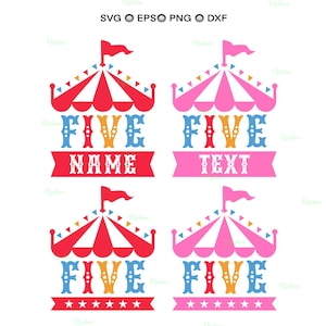 Zirkus 5. Geburtstag SVG: Karnevalszelt, Zahlen, Shirt Design (Digitale Dateien)