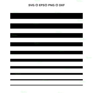May include: Black and white graphic with horizontal black stripes of varying widths. The stripes are evenly spaced on a white background. The top of the image includes the text "SVG EPS PNG DXF".