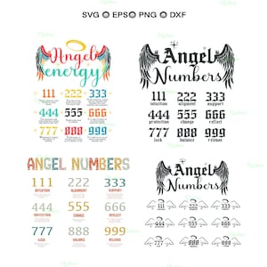 Angel Numbers SVG Bundle: Spiritual T-Shirt Design, Poster (Digital Files)