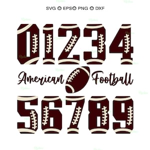 Football Number Svg Cut File, Football Player Numbers, Jersey Shirt Design, Varsity Sport Font