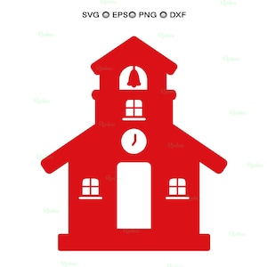 Schoolhouse SVG: School Clipart, Outline, Charm (Digital Download)