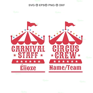 Carnival Circus Staff SVG: shirtontwerpen verjaardagsfeestje (digitale bestanden)