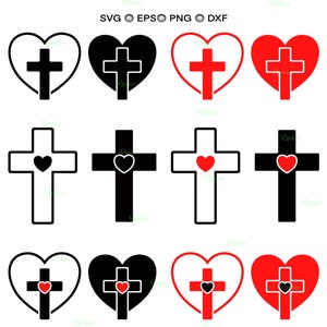 Cross Heart Svg, Cross Clipart, Christian Cross Svg, Heart Cross Svg, Cross Svg, Cross met hart, Christian Cross Svg, Cross Heart Png Svg