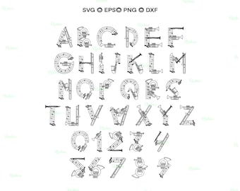 Musiknoten Schriftart Alphabet Buchstaben Zahlen, Instrument Musiknoten Clipart Cut Datei Cricut Silhouette