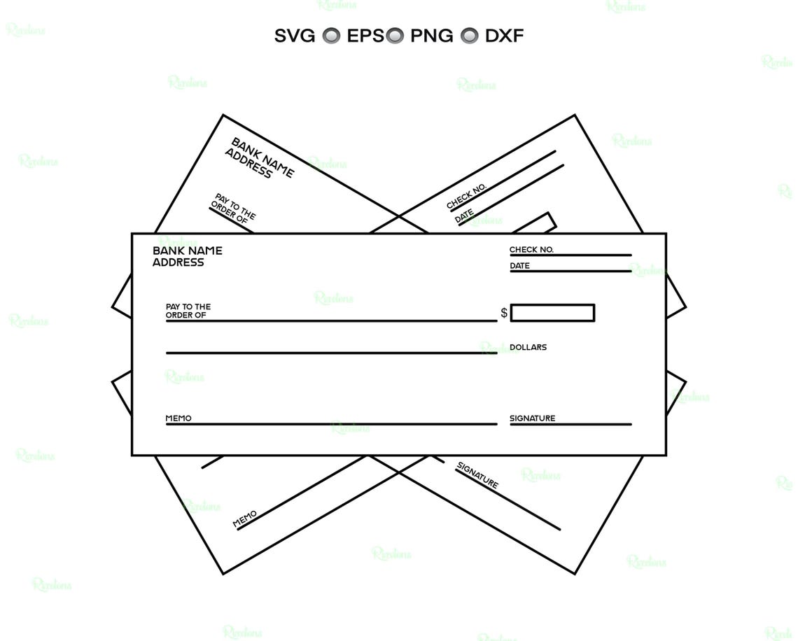Bank Check Template Svg, Printable Business Cheque, Editable Blank ...