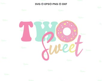 Two Sweet Donut Birthday Svg, 2nd Birthday Girl Shirt Design, 2 Years Old Sprinkled Theme