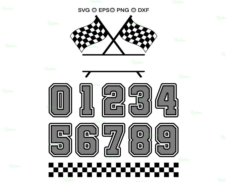 Racing Numbers Svg, Race Car Numbers, Sports Number, Checkered Flag ...