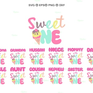 Sweet One Ice Cream verjaardag familie Svg, Ice Cream verjaardag Svg, Sweet One familieshirt, Sweet One Svg, 1e verjaardag meisje Svg eerste verjaardag