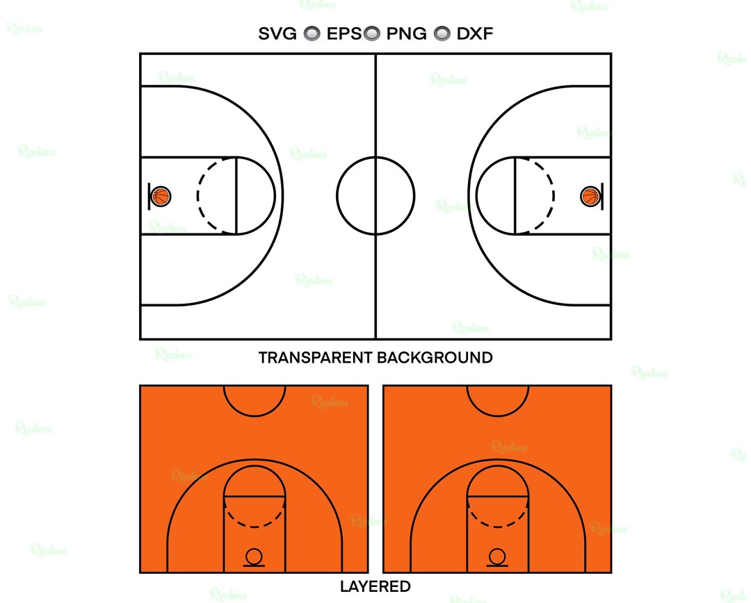 Court File Design Basketball Court Svg Cut File for Cricut, Court Outline, Custom ...