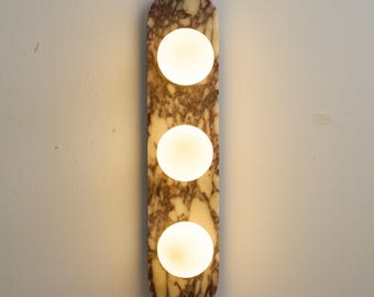 Modern Globe Marble Wall Sconce, Natural Stone with Unique Veining Pattern Lamp for Hallway, Bedroom & Living Room Lighting