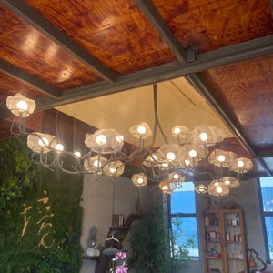 Custom Large Chandelier for Restaurant Loft Art Gallery Space | 25-Light Organic Modern Lighting | E12 Bulbs | Metal & Steel | Made to Order