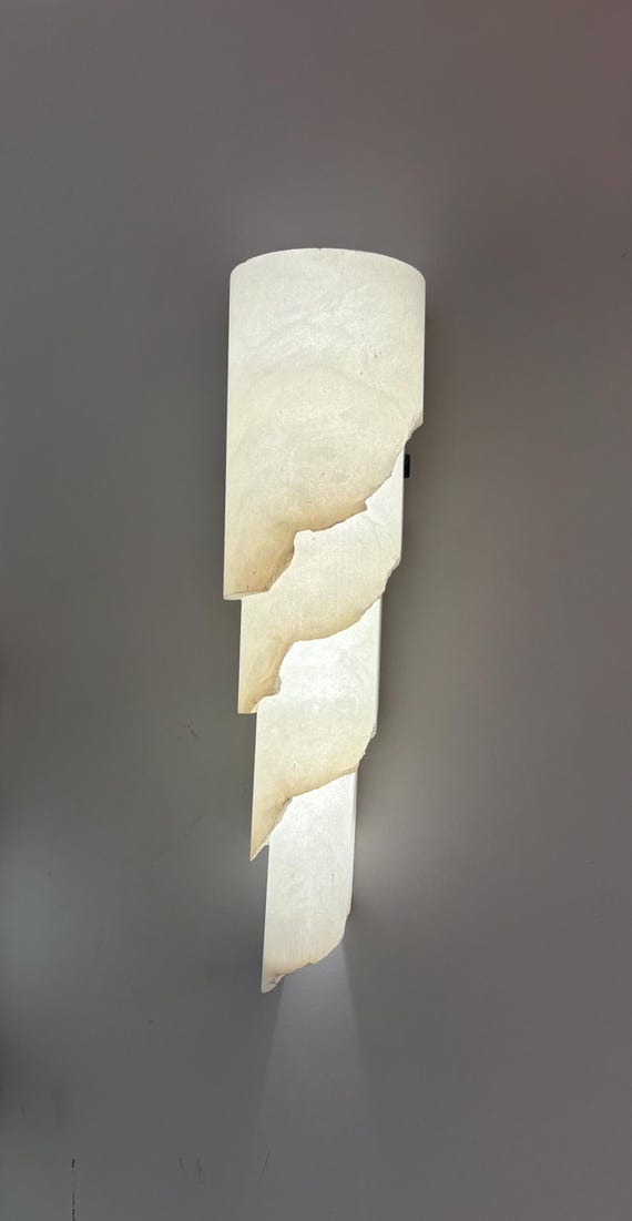 Handcrafted Natural Alabaster Sconce, Modern Tiered Stone Wall Lamp, Luxury Translucent Light for Bedroom Corridor, Art Deco