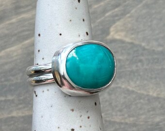 Fox Turquoise Ring in size 7 Sterling Silver Light Blue