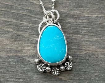 Funky Fox Turquoise Pendant with Stars in sterling silver