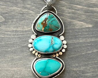 Color Totem Turquoise Pendant Royston Blue Moon Fox Turquoise in Sterling Silver