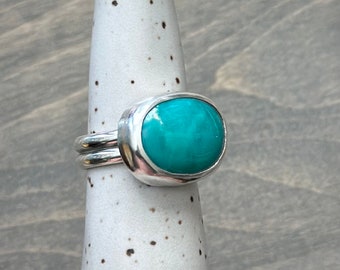 Fox Turquoise Ring in size 7 Sterling Silver Light Blue